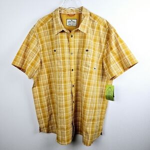 Lake & Trail Yellow & White Plaid Shirt UPF 50 NWT